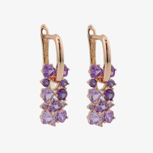 PENDIENTES RITA. Pendientes bañados en oro rosa 585 con circón natural púrpura