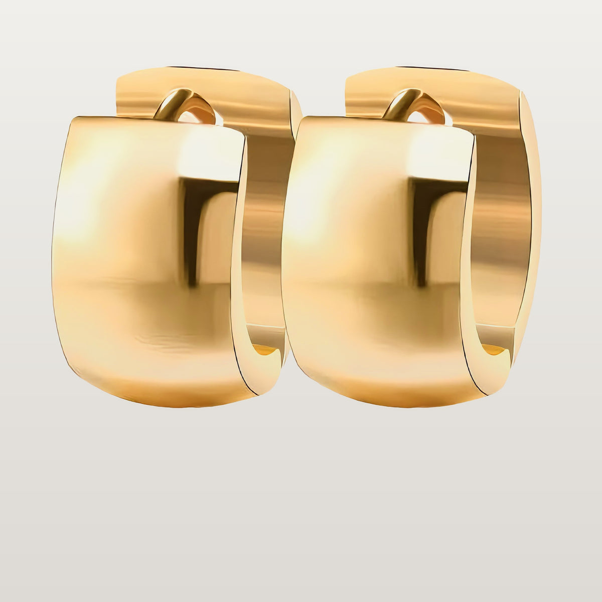 Pendientes de aro pequeños y gruesos de acero inoxidable en color oro amarillo, de 13 mm