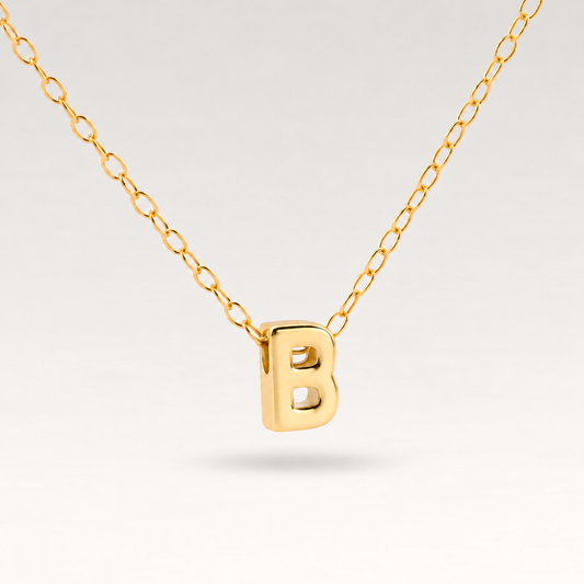 Collar con inicial de plata de ley 925 bañada en oro de 18K, colgante de la letra B