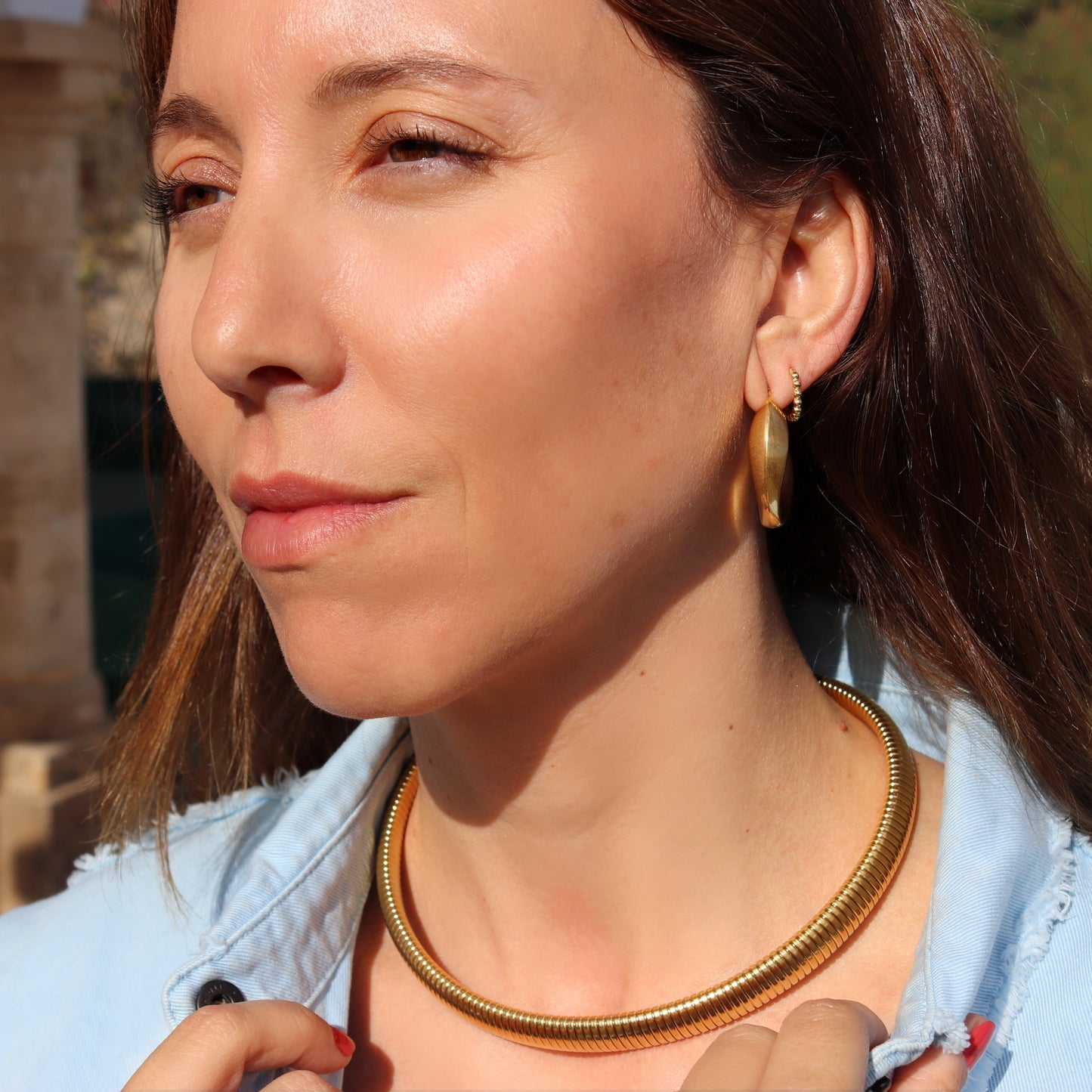 PENDIENTES EMILIANA. Aros de acero inoxidable bañados en oro de 18k