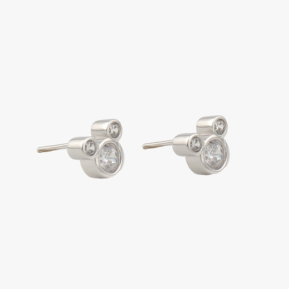 PENDIENTES PAOLA. Pendientes Mickey Mouse en plata de ley 925 con circonita en color blanco