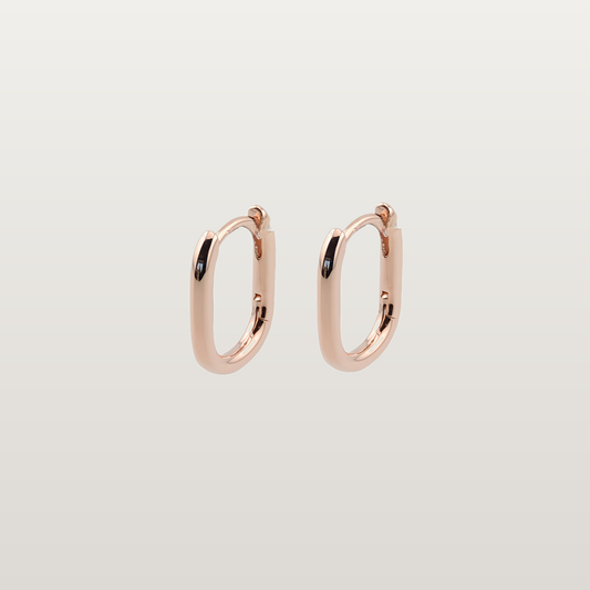 Pendientes de aro ovalados pequeños de plata de ley 925 bañada en oro rosa, de 1,4 cm