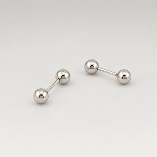 Pendientes de bolita pequeños de plata de ley 925, de 4 mm, con cierre de tuerca en forma de bola